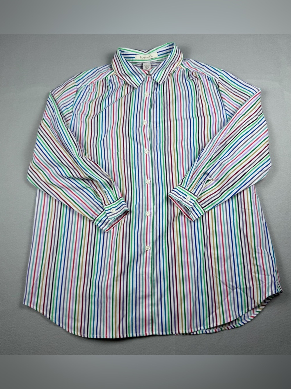 Roaman's Striped Multicolor vintage 80s Button-Down Shirt size L
